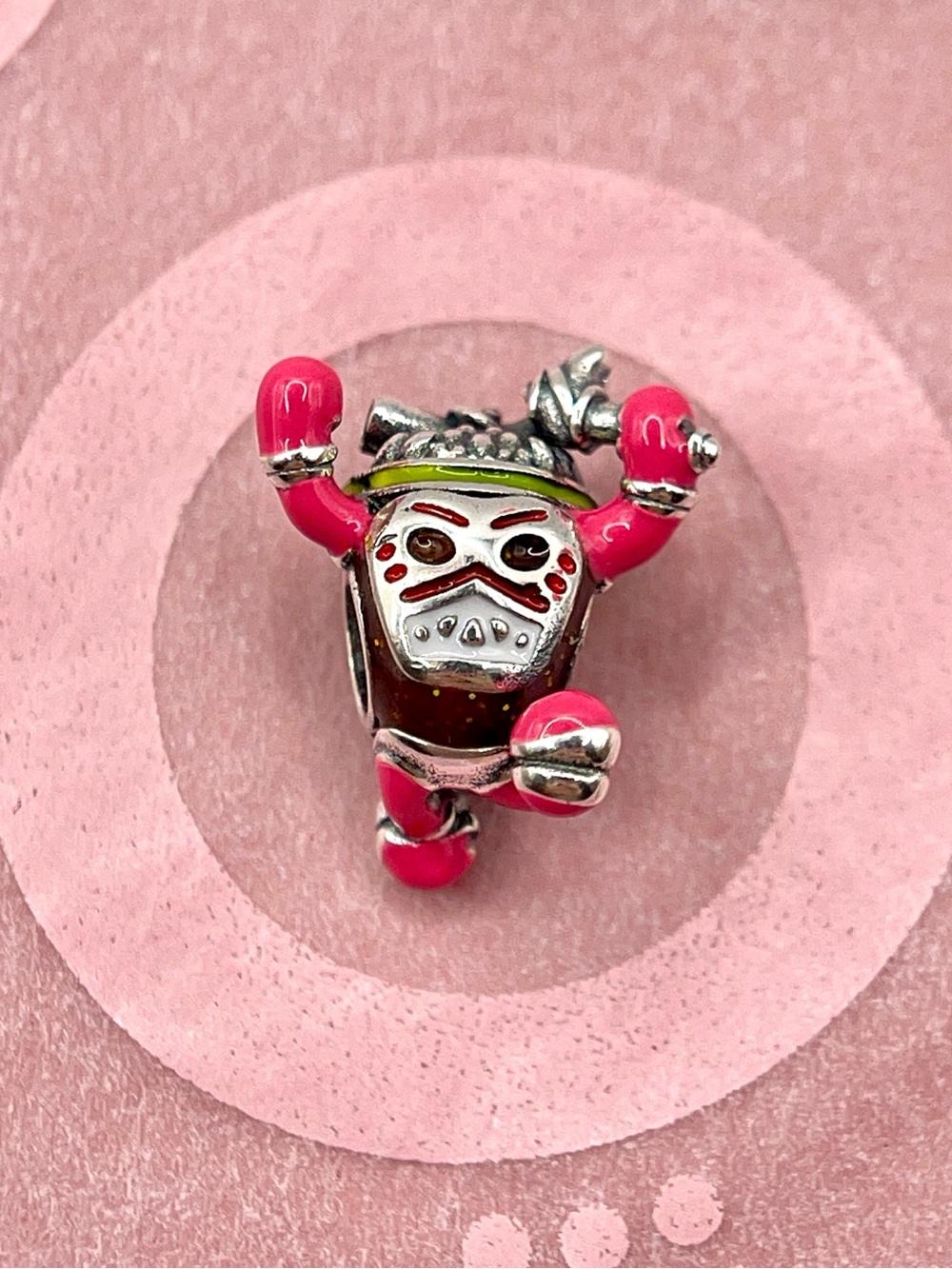 Pandora Disney Parks Moana Kakamora Figure Brown Pink Enamel Silver Charm